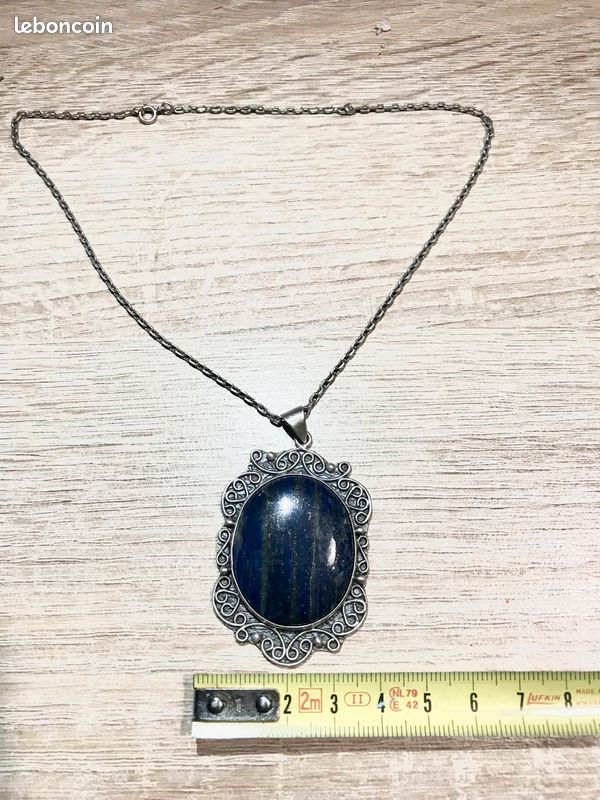 Collier en argent et pierre lapiz lazuli (image 1)