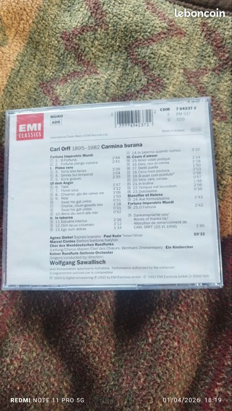 Cd Orff carmina Burana Emi classics (image 2)