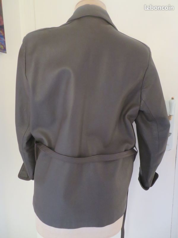 Veste en cuir gris t 40 (image 2)