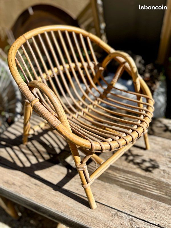 Fauteuil rotin enfant vintage (image 1)