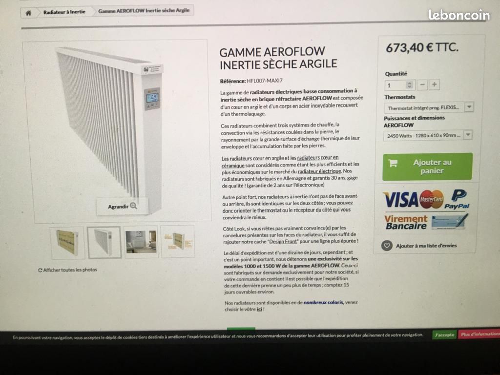 Radiateur aeroflow inertie 2450w neuf (image 1)