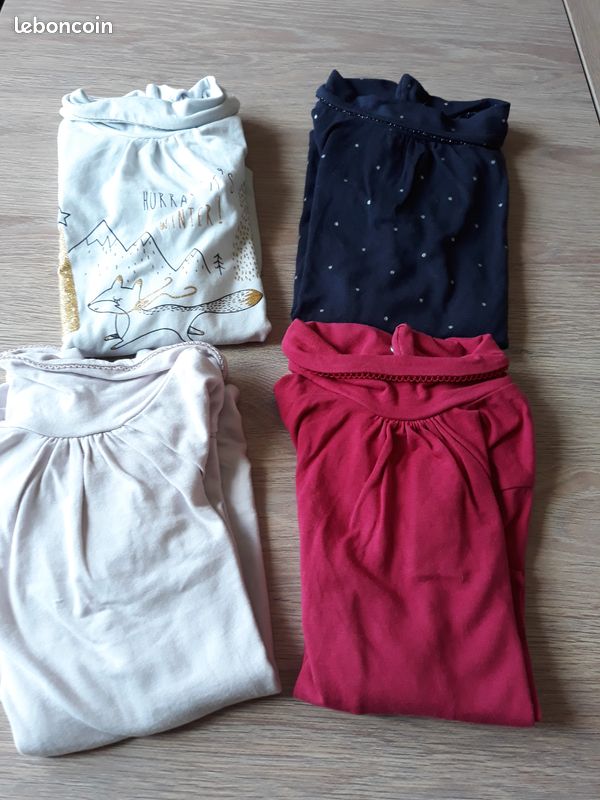Lot de 4 t-shirts à col roulé Fille 3 ans (image 1)