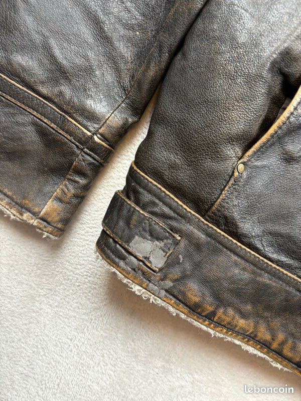 Veste en cuir véritable Wilsons Leather doublée sherpa – Taille L (image 4)