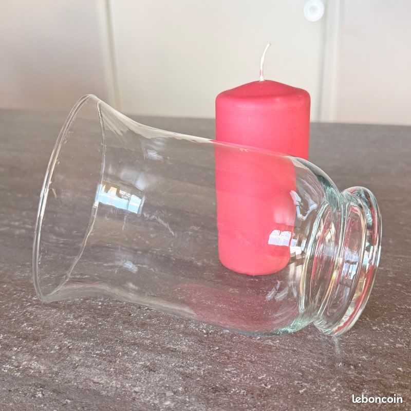Photophore en verre + bougie cylindrique diamètre 6 cm (image 5)