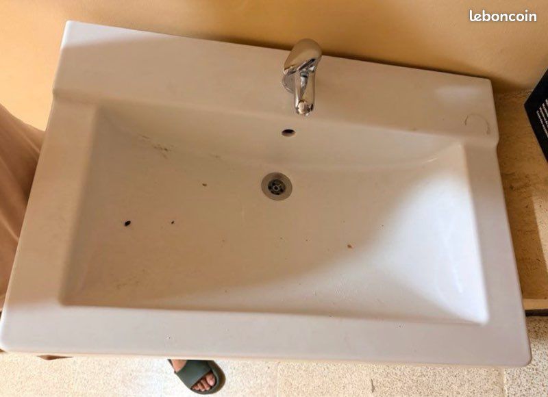 Lavabo vasque céramique blanc avec robinet (image 3)