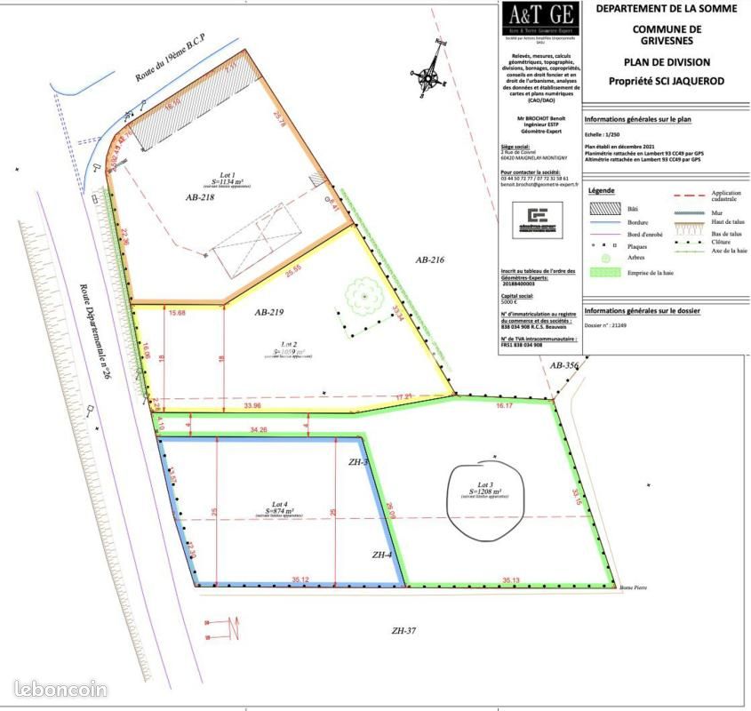 Terrain 1 208 m² Grivesnes · 39 000 €