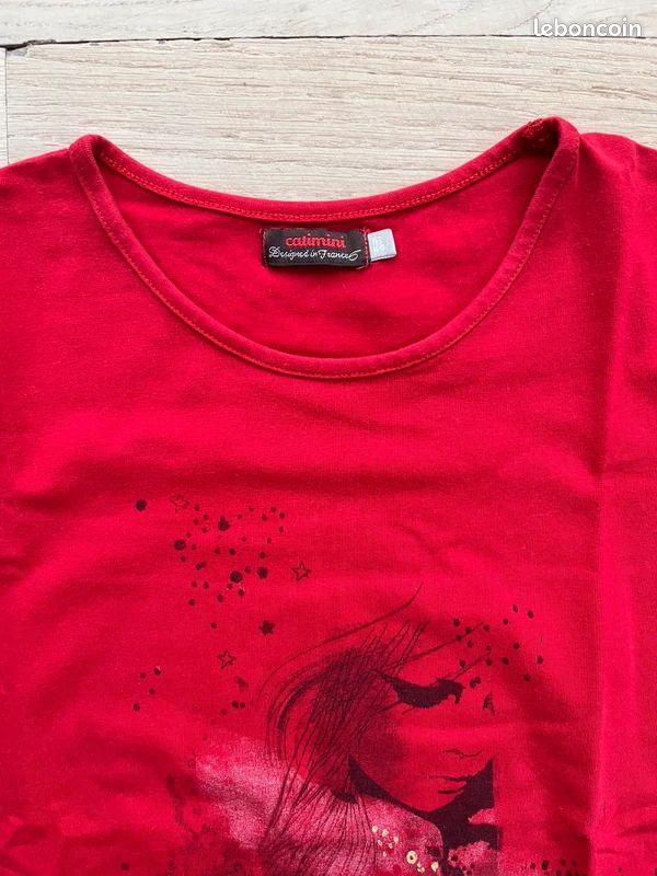 T-shirt Fille CATIMINI Taille 2 Ans - Très Bon état, Motif Oiseaux & Fleurs
