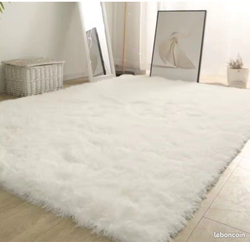 Tapis moelleux blanc style nordique scandinave (image 1)