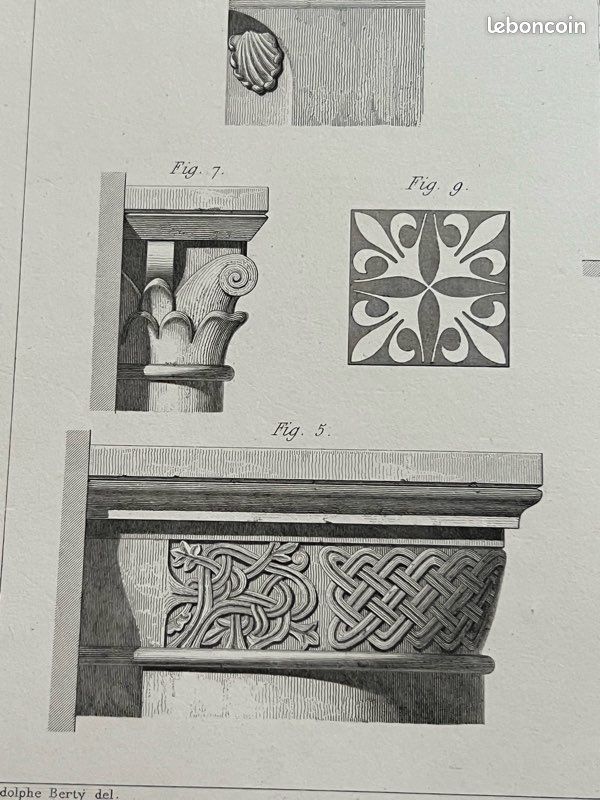 Détails de l’église de Saint Martin d’Angers - Gravure planche ancienne (image 3)
