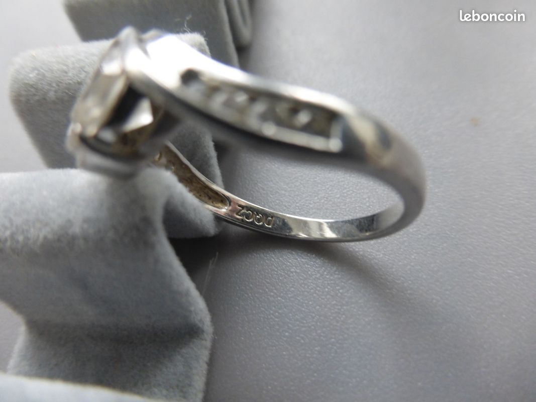 Bague argent 925 poinçons zirconiums marque DQCZ T.58 tbé (image 9)