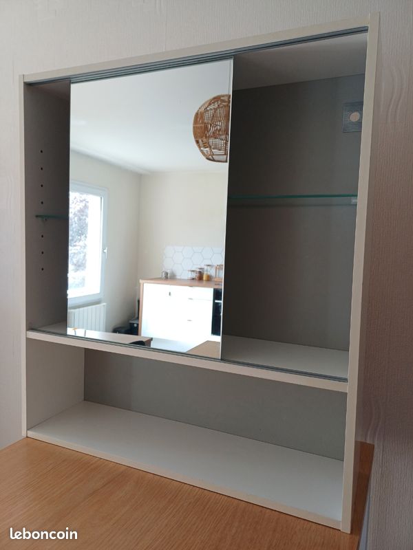 Meuble haut de salle de bain avec porte miroir coulissante (image 2)