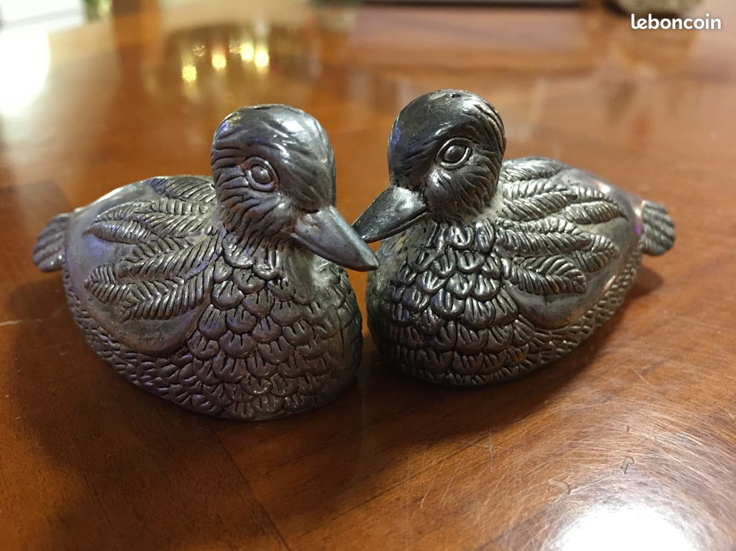 Lot salière et poivrière canard en Argent (image 1)