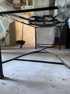 Table fer forgé plateau verre avec chaises (image 3)