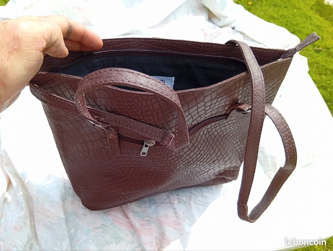 Sac à Main Giani Bernini En Cuir Véritable Marron - Bandoulière, Taille Moyenne, Occasion Excellent état