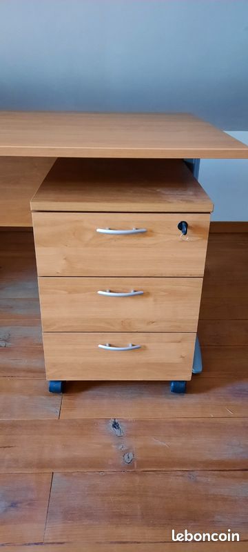 Bureau professionnel et meuble bas 3 tiroirs à roulettes (image 2)