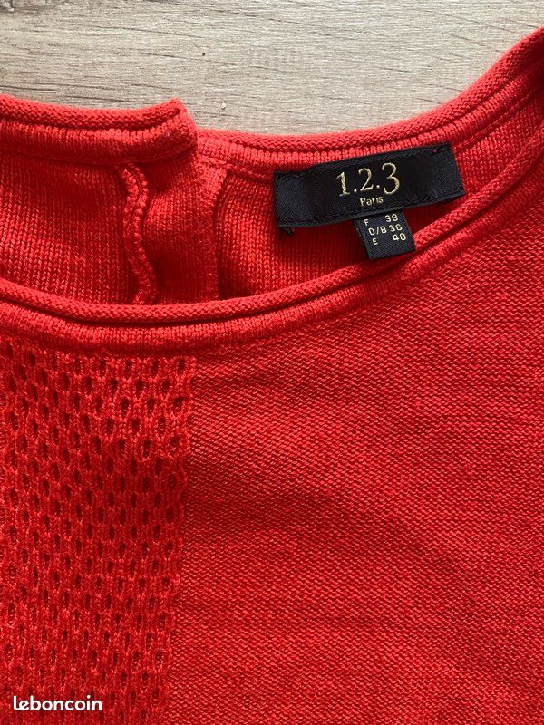 Pull Corail Femme 3 Suisses Taille 38/40 - 90% Acrylique, Laine Et Polyamide