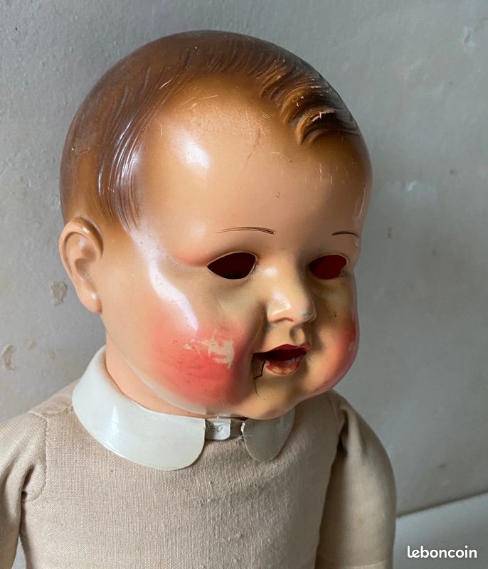 Ancien Baigneur Poupée Raynal Celluloïd et Tissus - 44 cm - En l'Etat - Collection