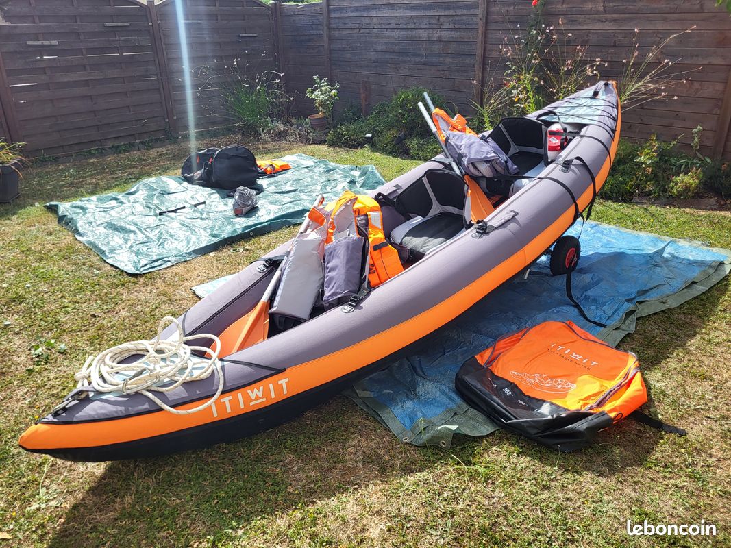 Lot complet kayak gonflabe itiwit 2/3 places orange/gris (image 1)