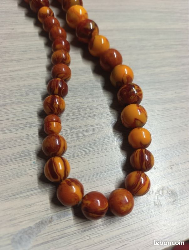 Collier Art Déco En Bakélite - Forme Rare Catalin Marron - Occasion