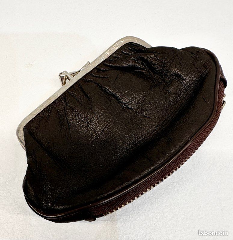 Porte-monnaie En Cuir Vintage TBEG Années 50 - Occasion, Style Rétro, Noir