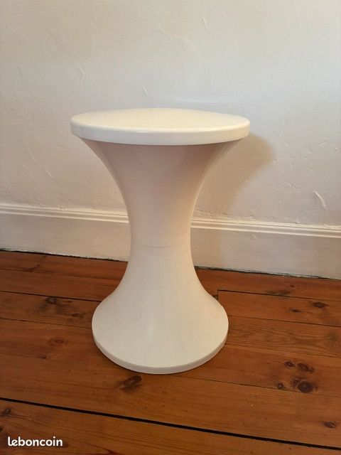Vintage tabouret tam tam années 70 blanc (image 1)