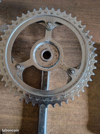 Pédalier double plateaux 48/40 Dents acier chromé vélo ancien