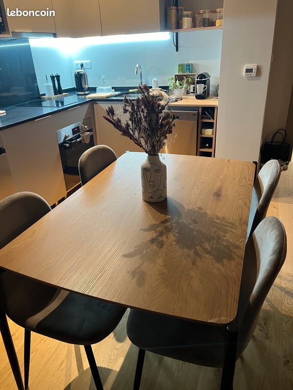 Table bois pieds métal (image 1)