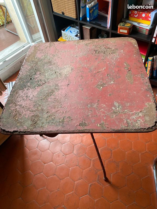 Table jardin fer ancienne trépied pliable (image 3)