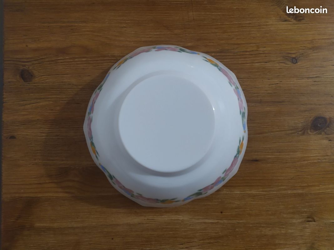 Lot De 3 Saladiers En Verre Arcopal à Facettes – Décor Fleuri Blanc, Vintage Et Sympa