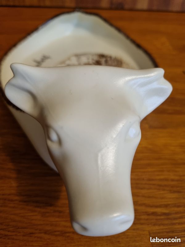 Vintage Plat à camembert en porcelaine Revol avec tête de va