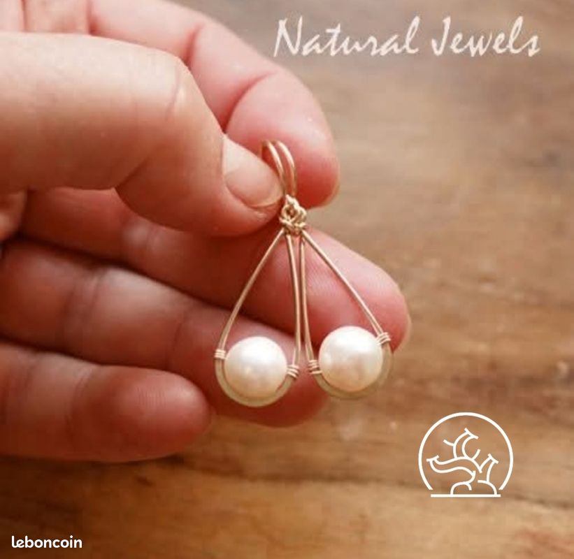 Boucles d'oreilles laiton doré perles qualité AA 10 mm naturaljewels (image 3)