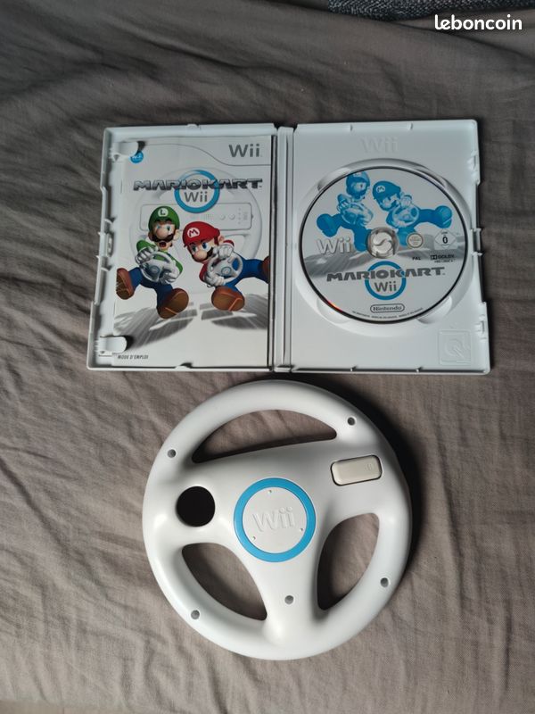 Ensemble console de jeu Wii Nintendo, Wii Fit plus, jeu et volant Mario kart (image 2)