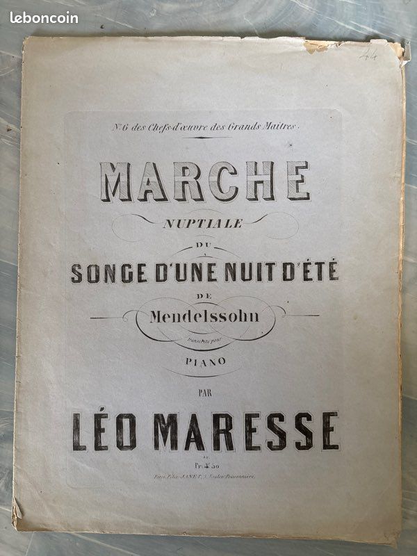 Partition Ancienne – Marche Nuptiale Mendelssohn – Transcription Piano XIXe (image 1)