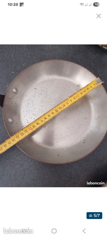 Pour restaurant lot de 2 poêles cuivre massif étamé pro (image 5)