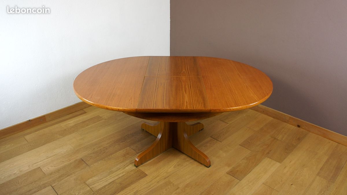 Table de Salle à Manger Ronde & Pied Central Vintage 1960 (image 3)
