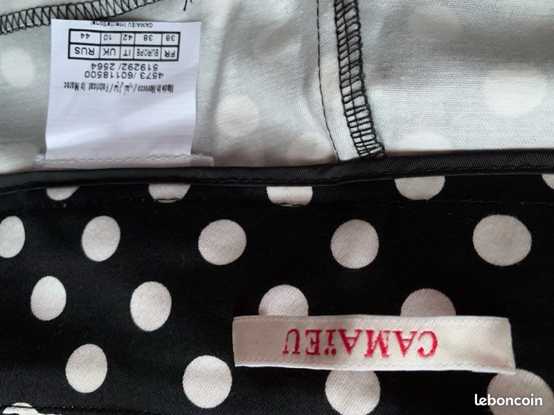 Pantalon droit noir avec pois blancs camaïeu t38 Vêtements