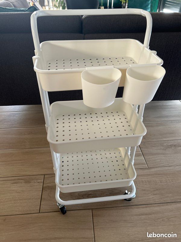 Chariot de rangement blanc (image 1)