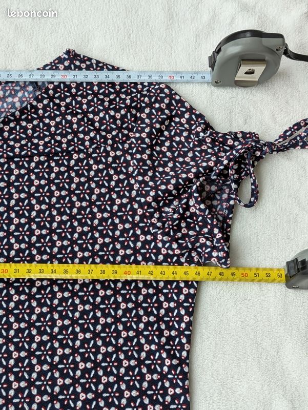 Tee shirt marine imprimé moléculaire bleu blanc rouge taille 36/38 tbe (image 10)