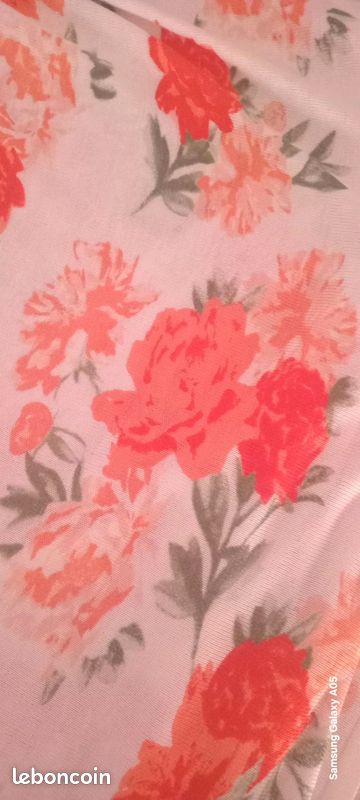 Cardigan Vintage Femme •T 36-Viscose&Soie•Motif Floral (image 5)