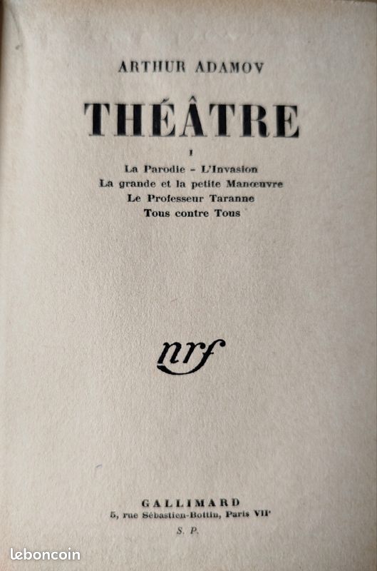 (signé) Adamov, Théatre I (la parodie, l'invasion,la grande et la petite manoeuvre...) (image 3)