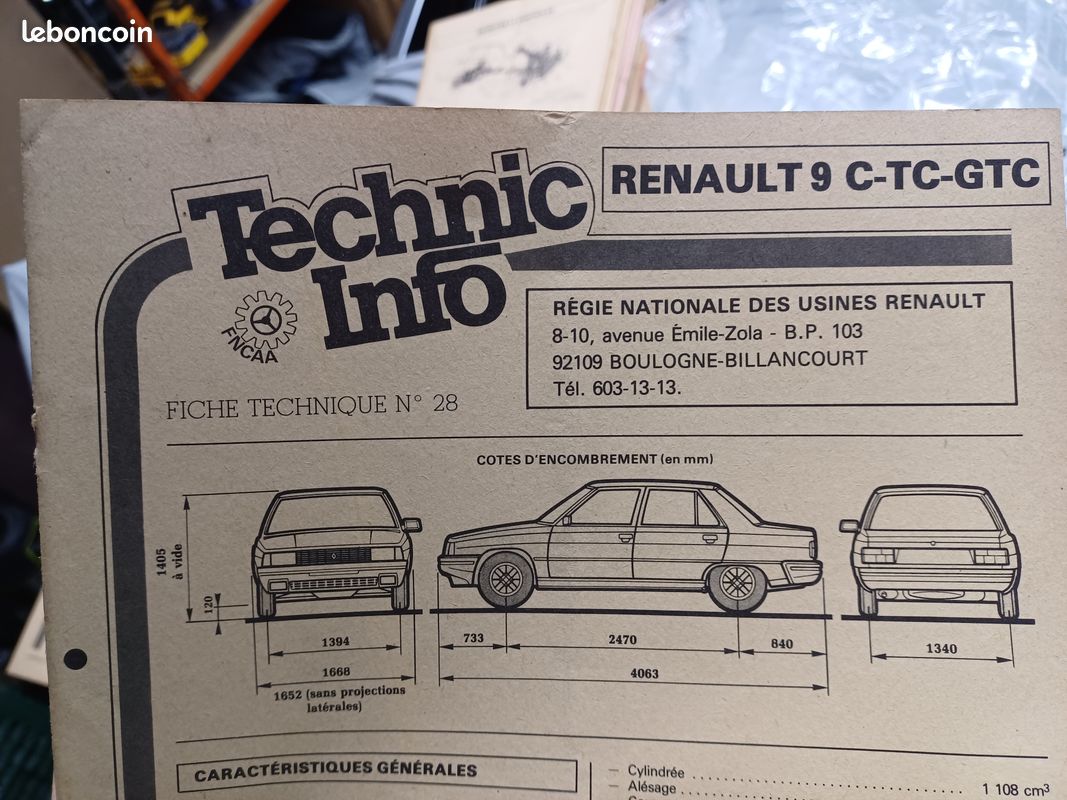 Fiche technic info voiture Francaise annee 70 - 90 (image 12)