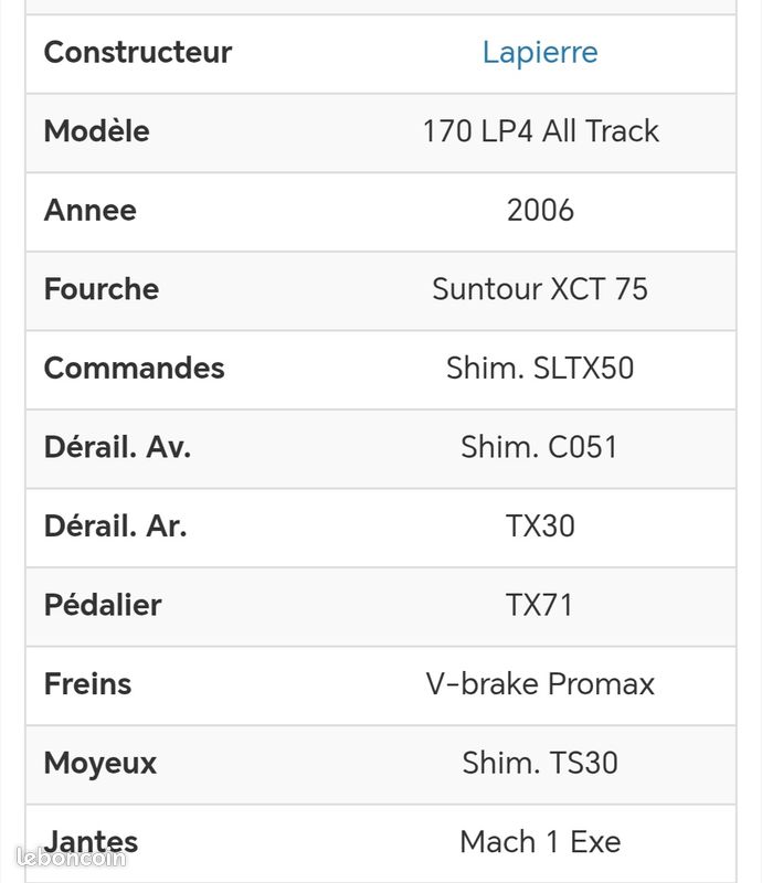 Vélo Lapierre ail track (image 4)