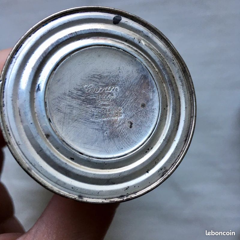 Salière Poivrière Argent Sterling Vintage Crown (US) (image 3)