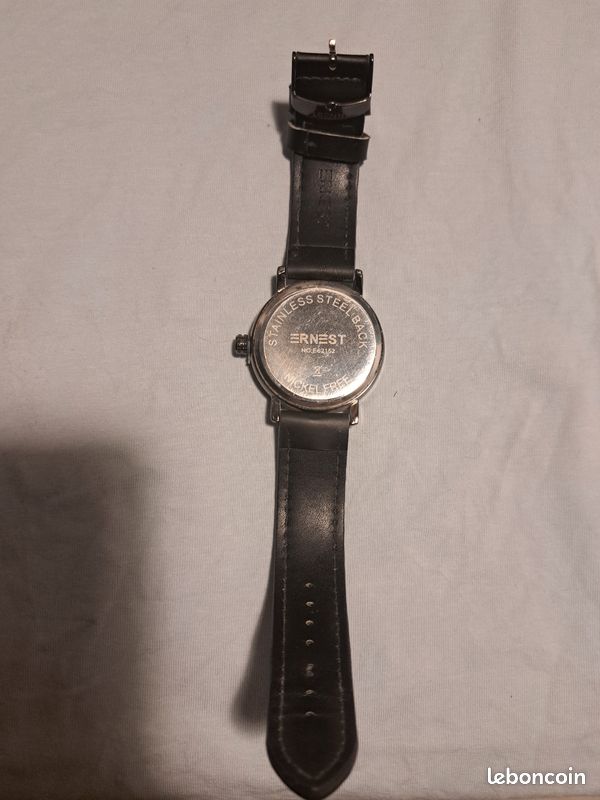 Bracelet De Montre En Cuir Ernest - Noir - Style Classique Pour Homme - Neuf Sans étiquette