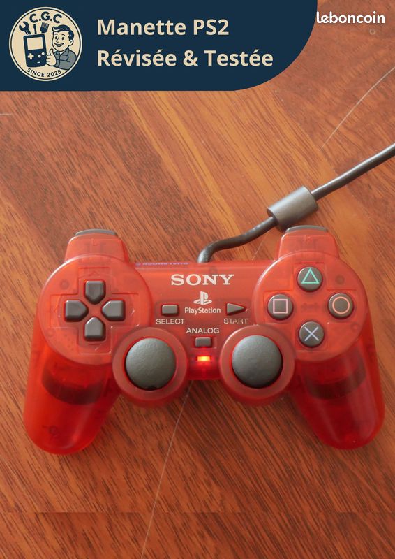 Manette PS2 Officielle Crimson Red - Consoles