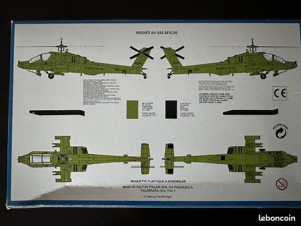 Maquette Hélicoptère Italeri Apache AH-64D Longbow - Échelle 1/72 - Occasion - Italie