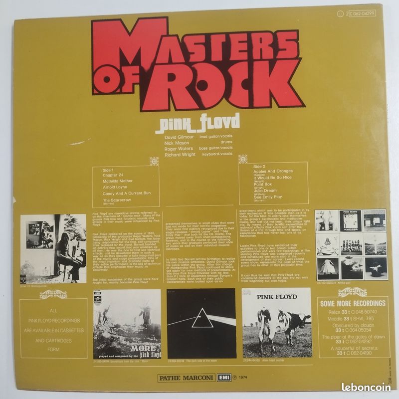 Pink Floyd LP Masters Of Rock (sortie 1974) disque vinyl original 33t (image 2)