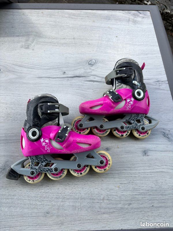 Rollers enfant Décathlon Oxelo – Taille 30-32 rose/noir Sport