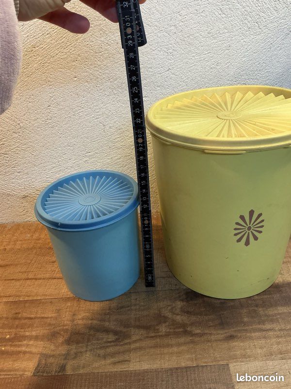 Boîte Tupperware Versailles Jaune, Couvercle Soleil, Vintage 1970, 17cm