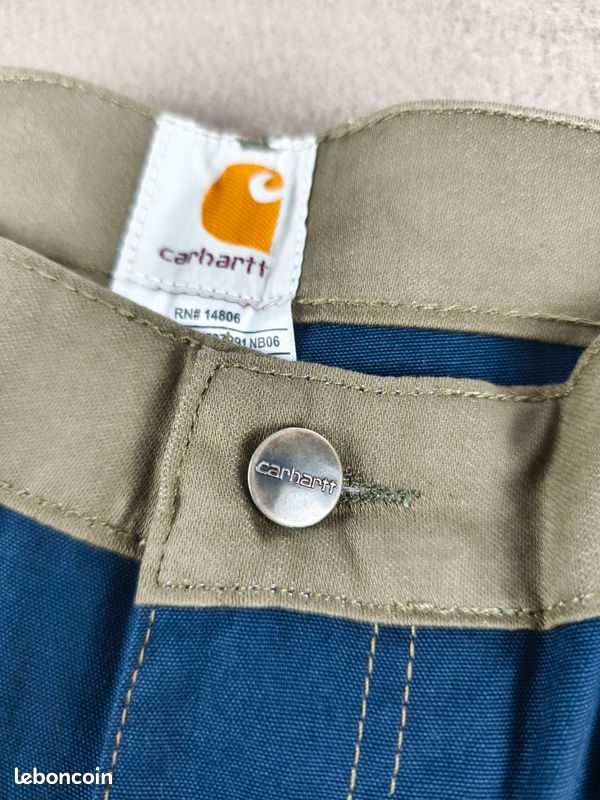 Short Carhartt style cargo vert et bleu en coton taille 42 soit du L (image 5)